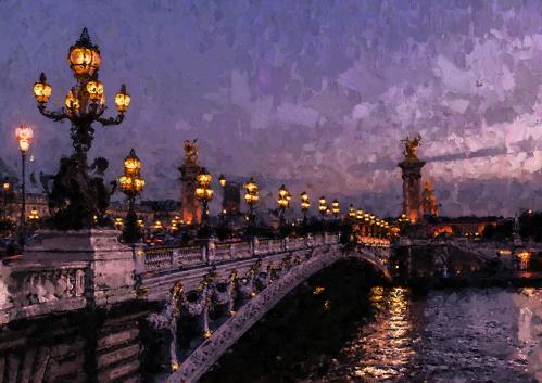 Pont Alexandre III, Evening
